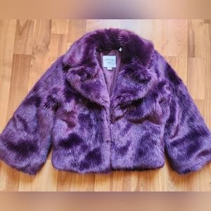 Habitual Girls' Zoey Faux Fur Purple Jacket, 6X